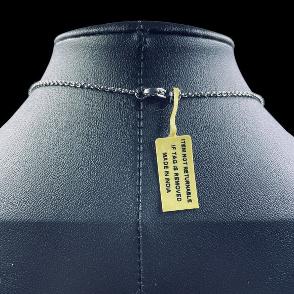 Pink Heart Crystal Necklace Dainty Minimalist Pendant Silver Tone Chain Gift NWT - Picture 7 of 7